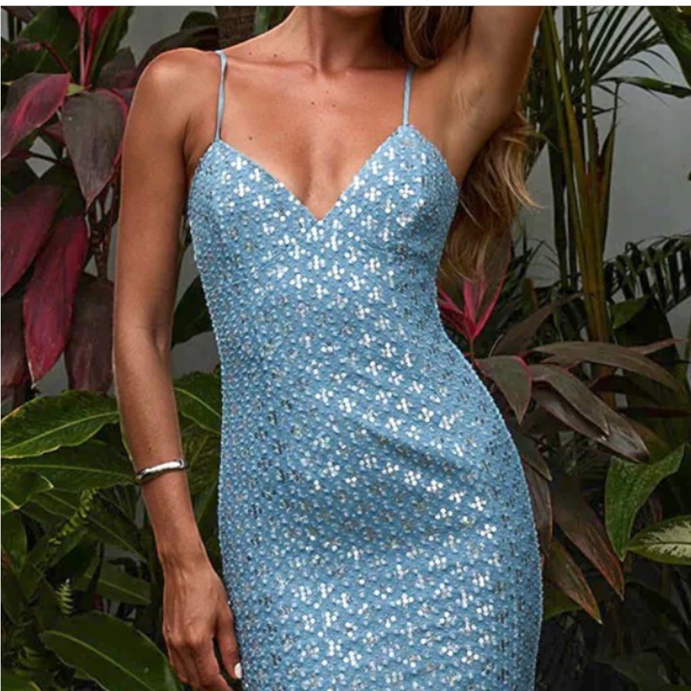 Shimmering Blue Denim Midi Dress